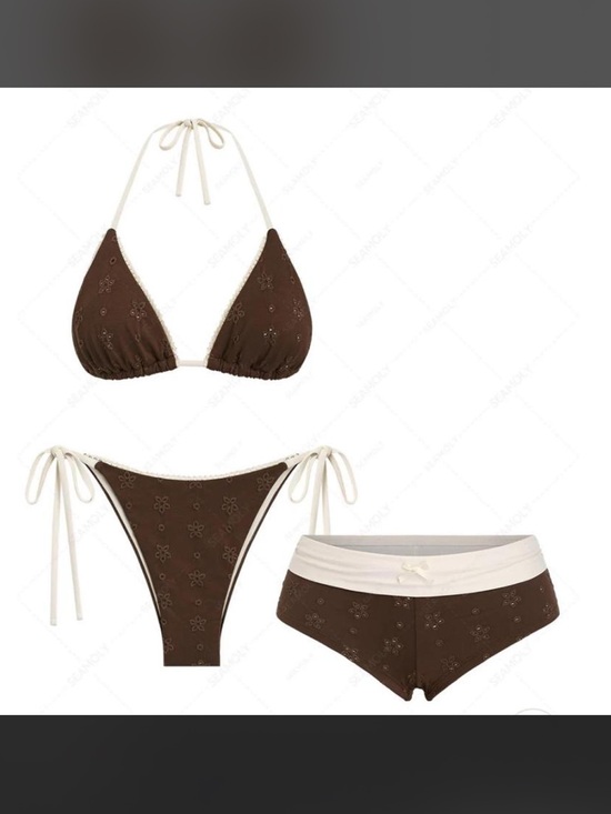 Seamolly Other - NWOT Women's Brown Daisy Triangle 3 piece Bikini Set